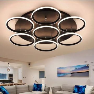 Lampa sufitowa Ledowe okręgi LA078/CE_7_out_3k_black 3000K 7x86W/LED 5160lm IP44 od Altavola Design