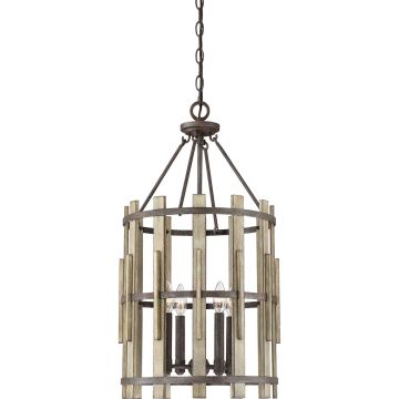 Lampa wisząca Wood Hollow QZ-WOOD-HOLLOW-4P 4x60W/E14 od Quoizel
